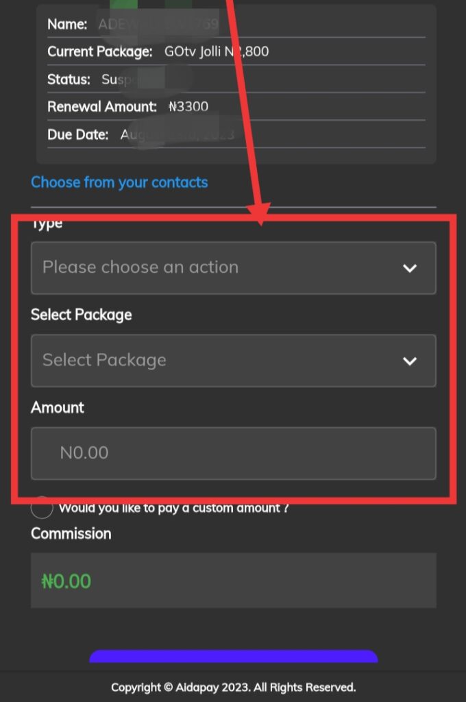 Select your subscription package