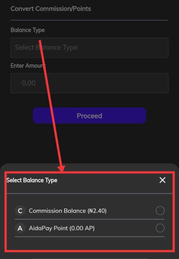 Select balance trpe